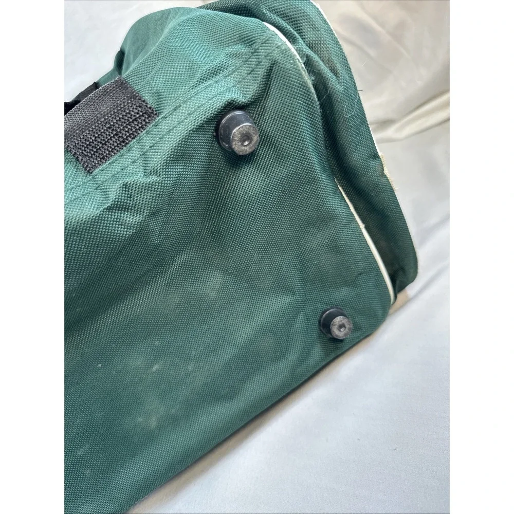 Belmont Park Duffel Bag Green And Cream Adjustable Strap Multiple Pockets